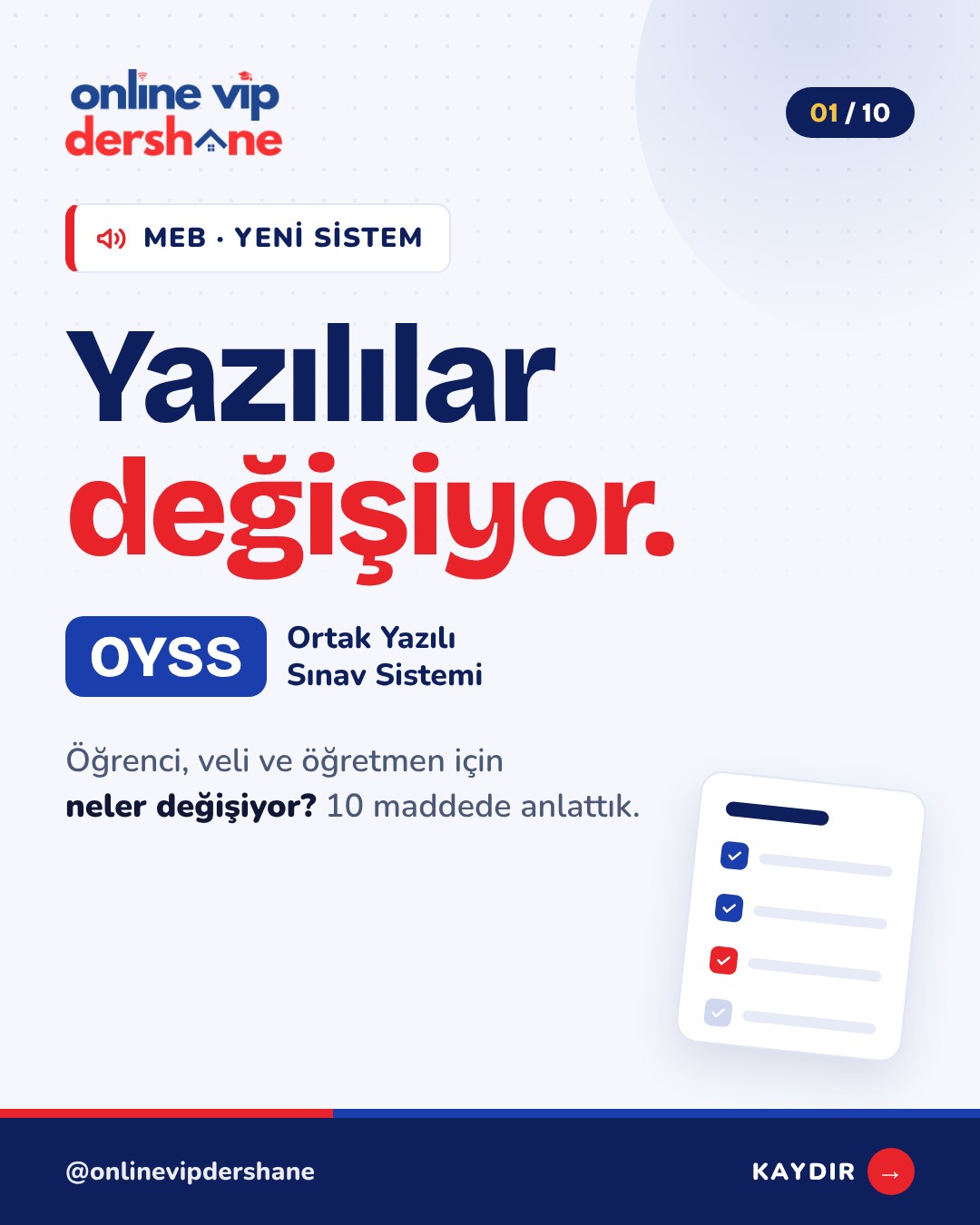 Yazılılar değişiyor: MEB Ortak Yazılı Sınav Sistemi (OYSS)