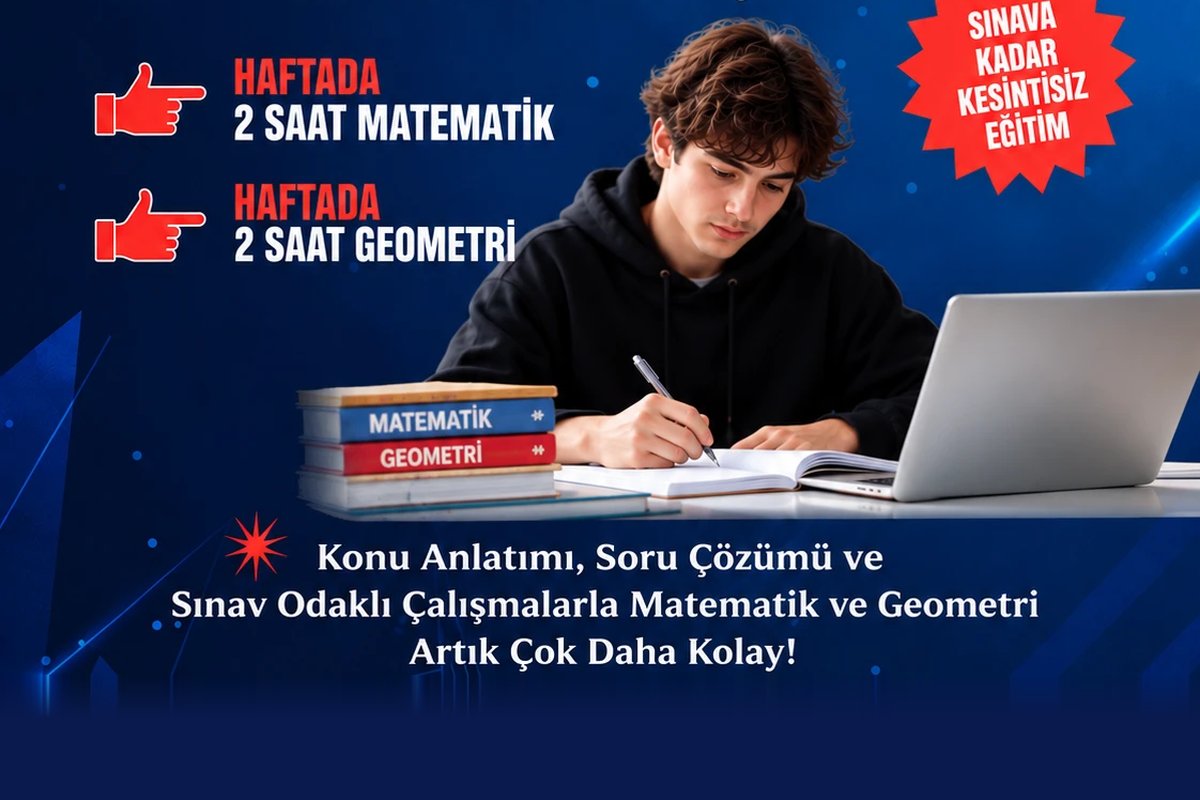 YKS matematik ve geometri — öğrenci masada ders çalışıyor